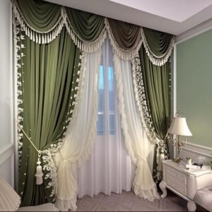 Green Color Bedroom Curtains